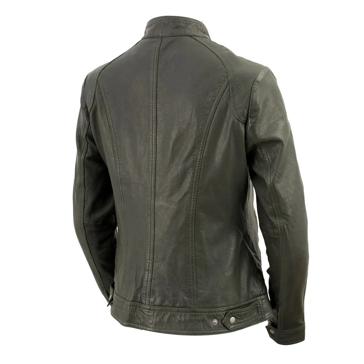 Milwaukee Leather Vintage SFL2811 Women's Olive Zipper Front Motorcycle Casual Fashion Leather Jacket