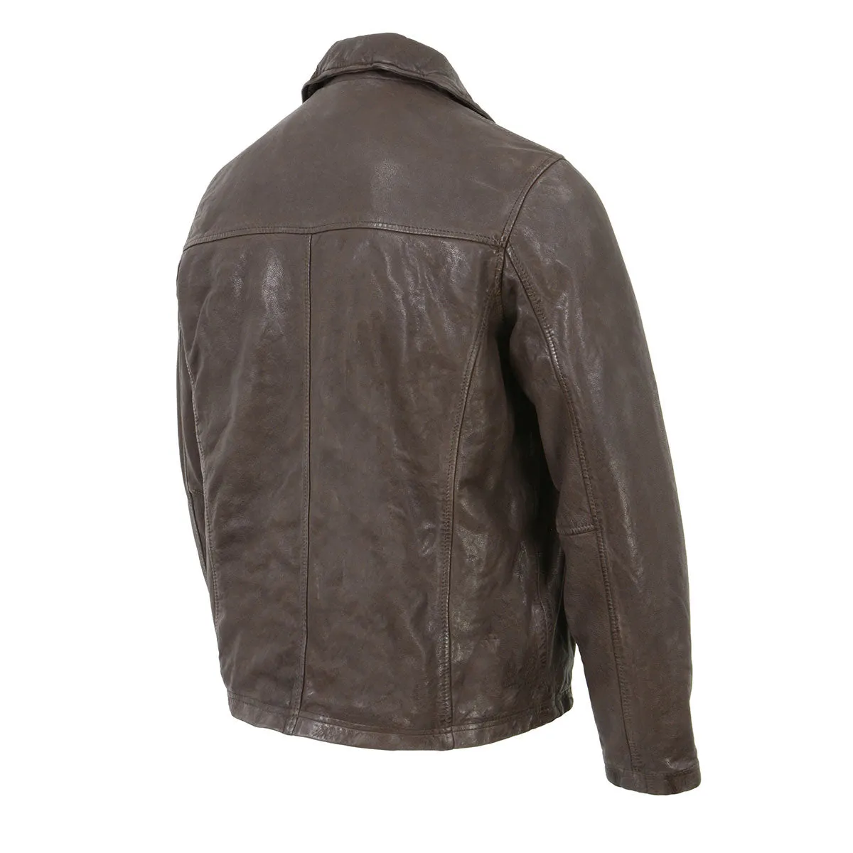 Milwaukee Leather Vintage SFM1804 Men's Classic Brown Zipper Front Jacket with Shirt Collar