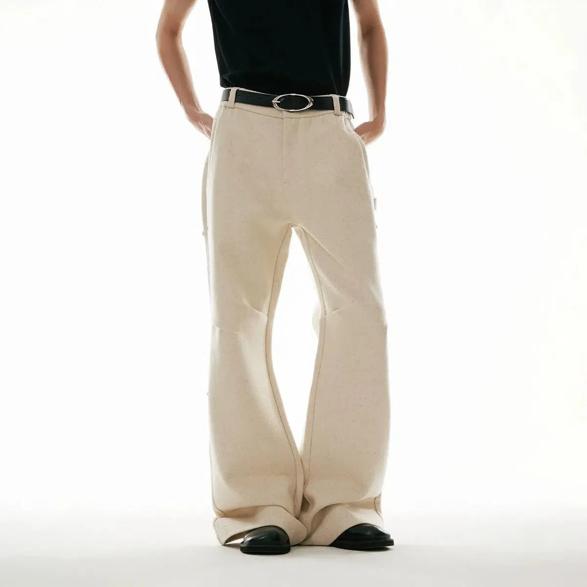 Minimal Cut Wide Wool Pants