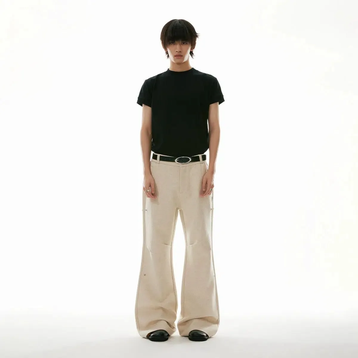 Minimal Cut Wide Wool Pants