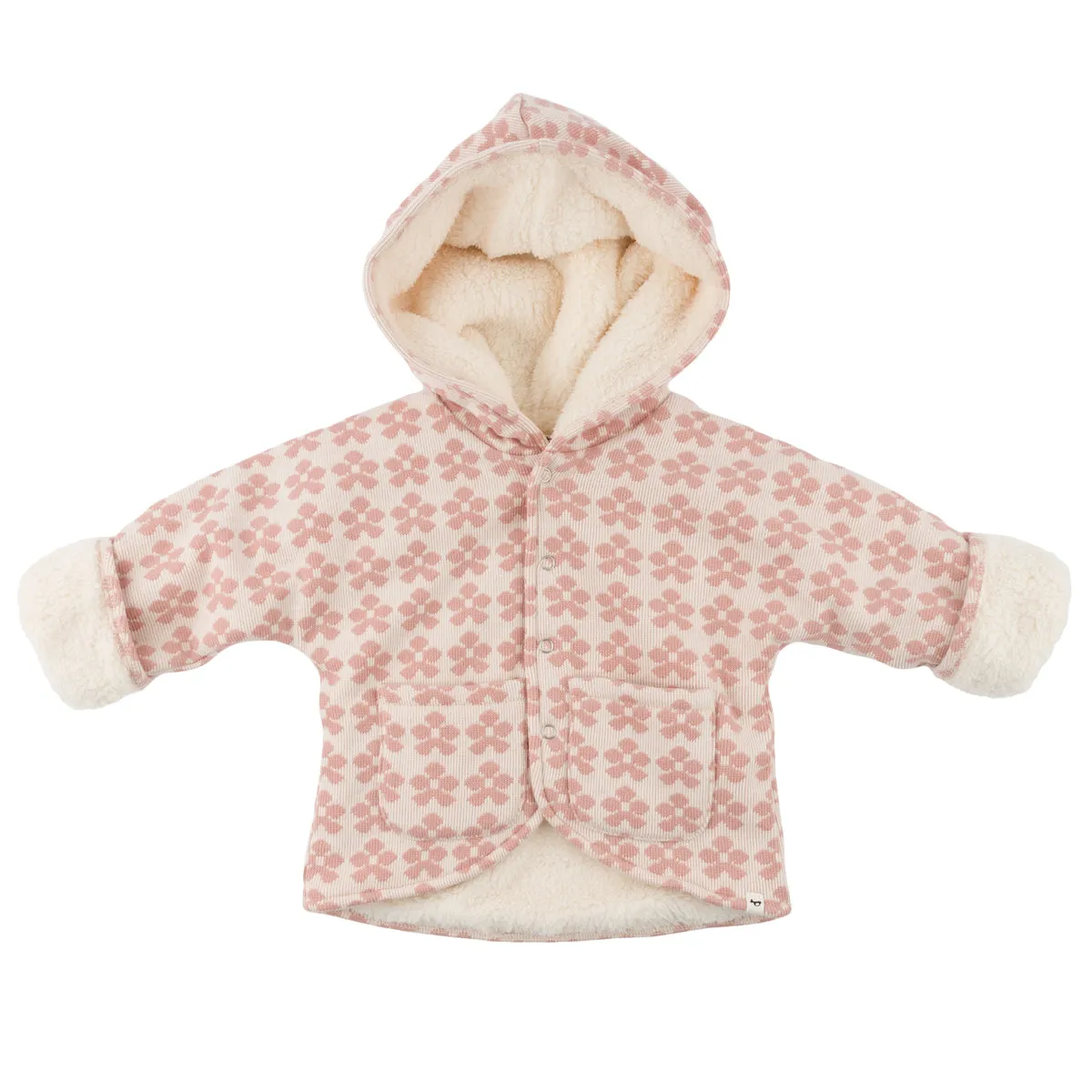 Mod Flowers Winter Snowdrift Hoodie Cream Lining- Blush