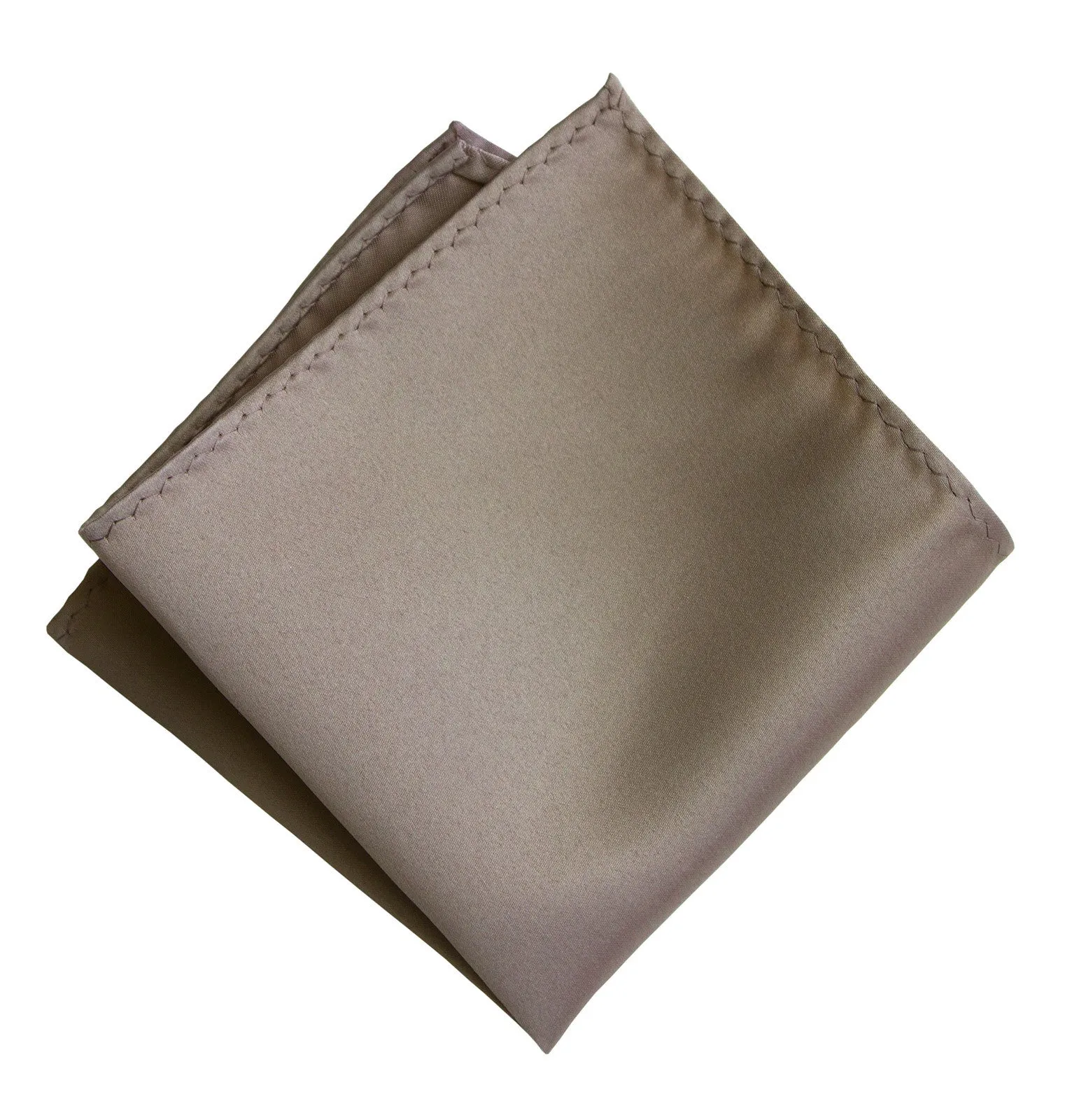 Mushroom Grey Pocket Square. Tan Solid Color Satin Finish, No Print