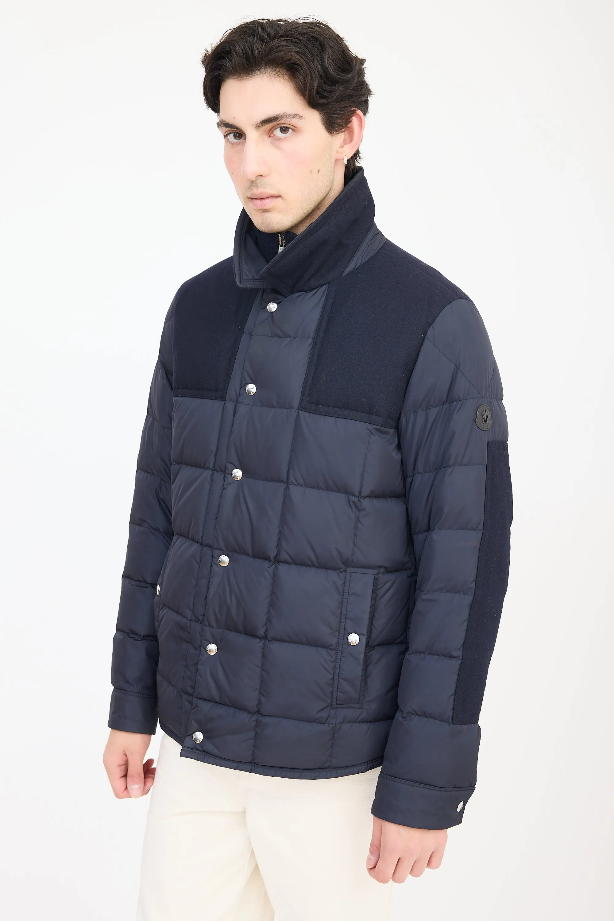 Navy Clovis Down Panelled Jacket