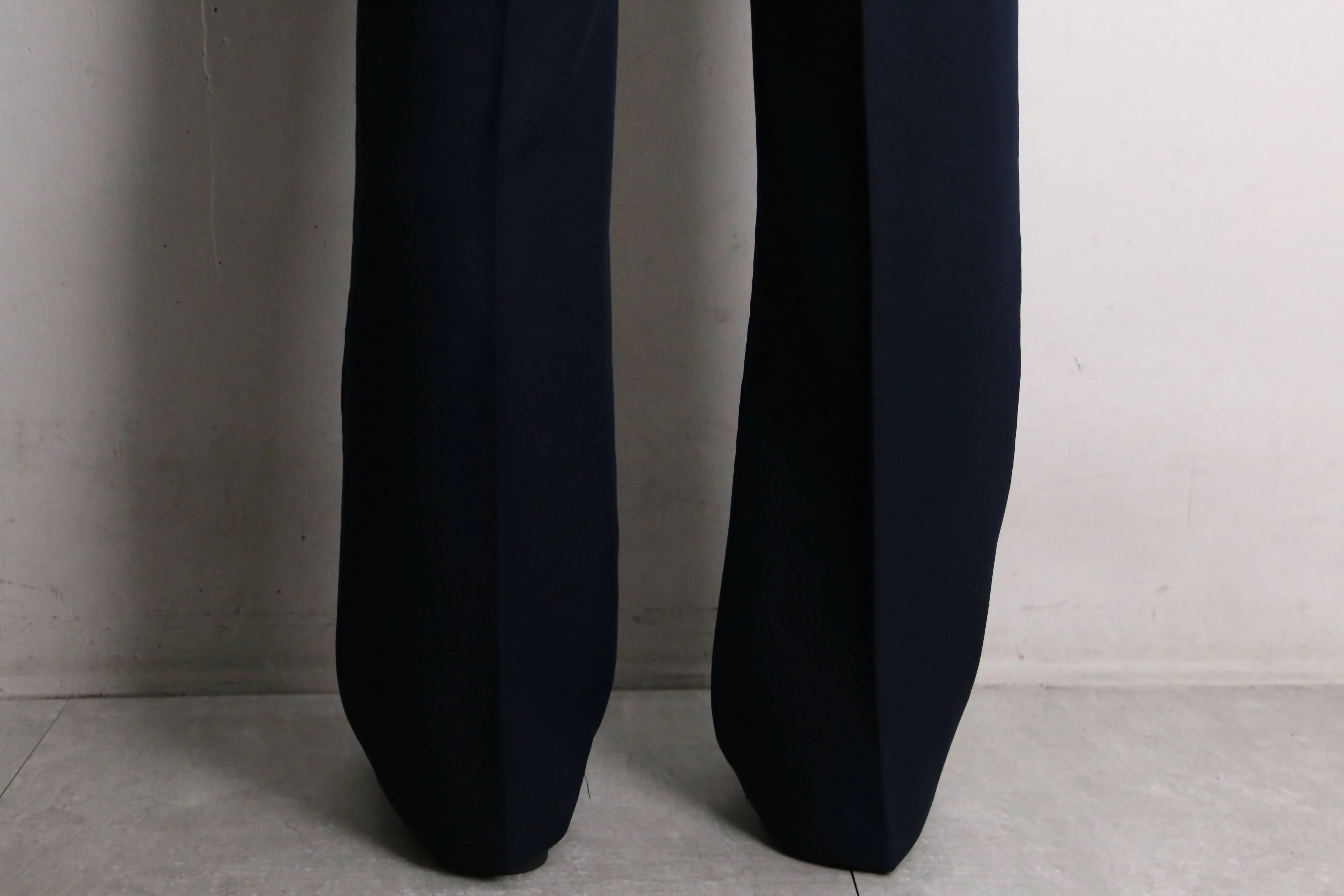 navy flare poly slacks