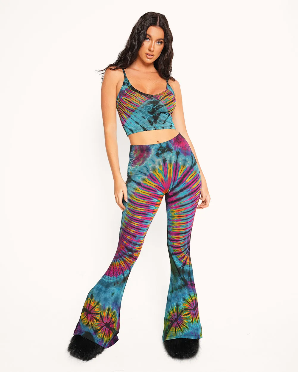 Neon Abyss Tie Dye Bell Bottom Leggings