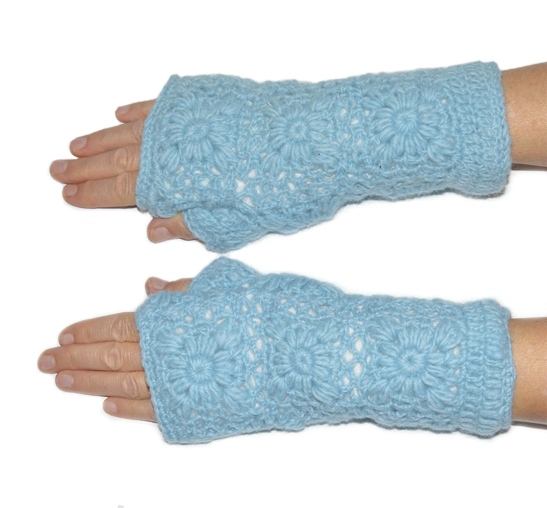 Nepalese Merino Wool Crochet Fingerless Gloves