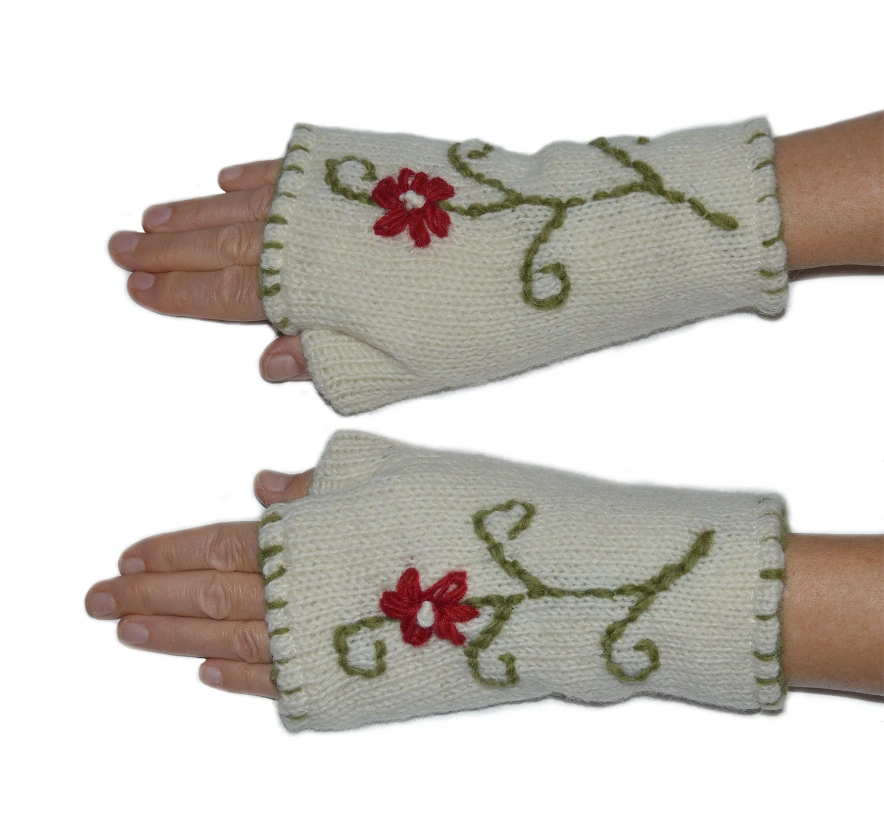 Nepalese Merino Wool Crochet Fingerless Gloves