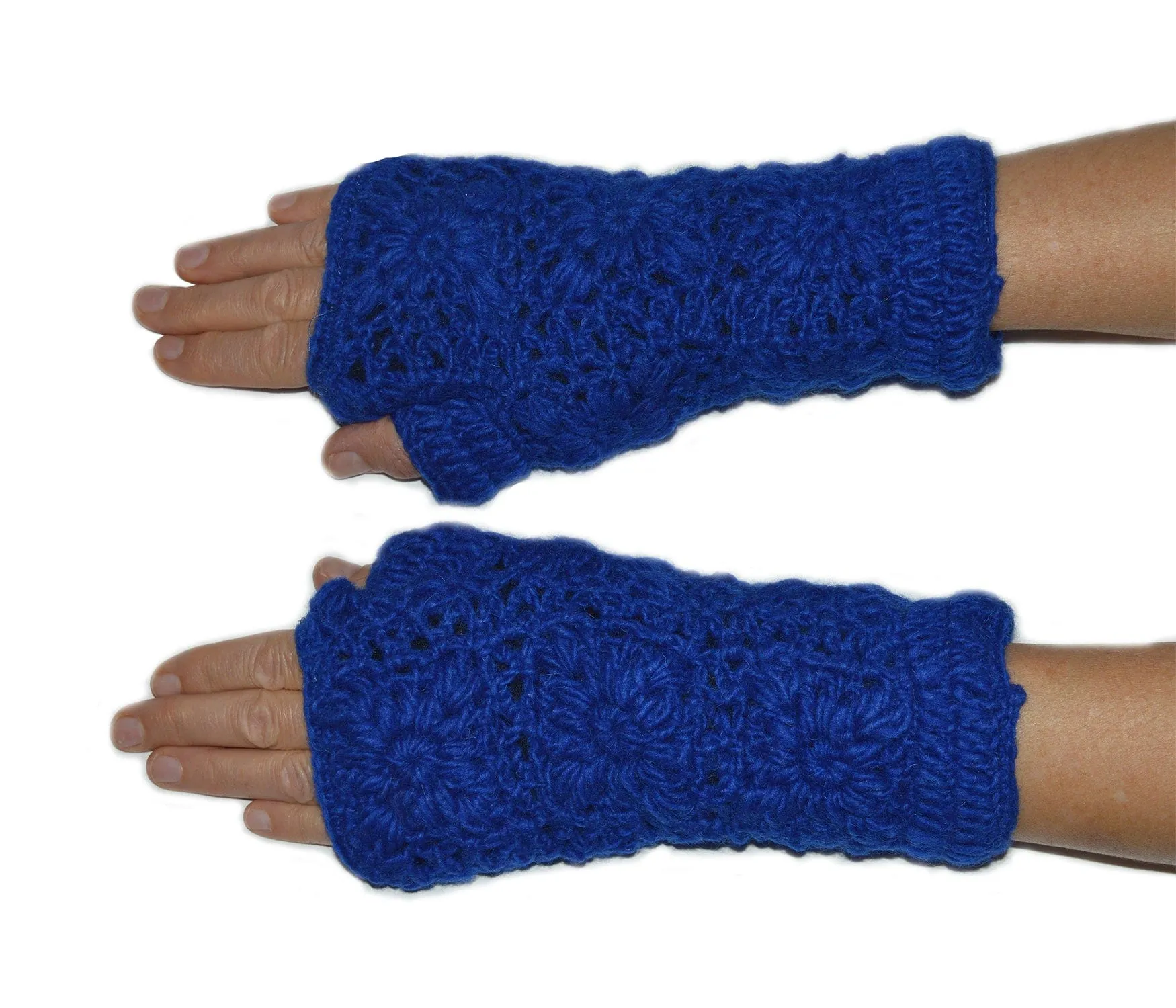 Nepalese Merino Wool Crochet Fingerless Gloves