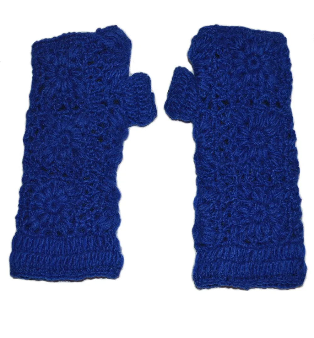 Nepalese Merino Wool Crochet Fingerless Gloves