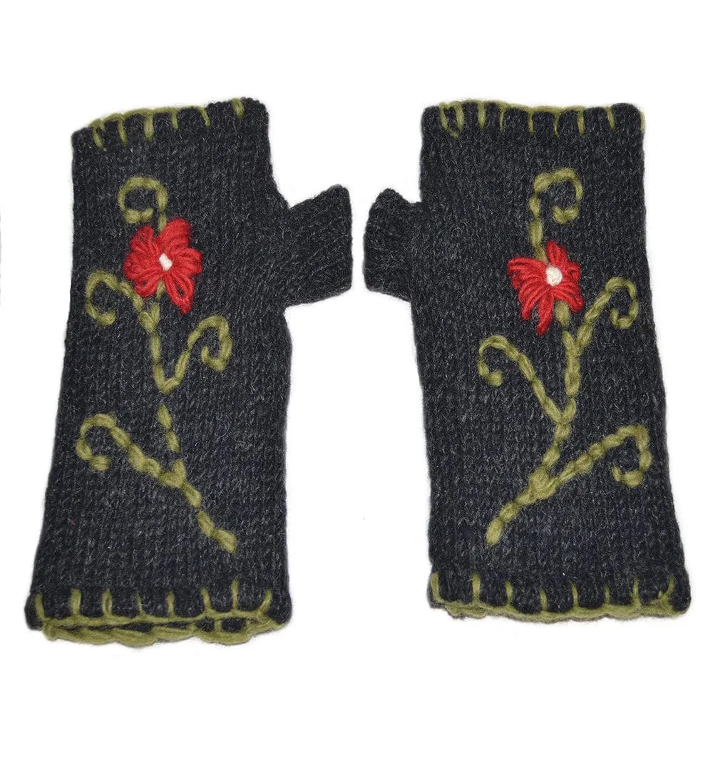 Nepalese Merino Wool Crochet Fingerless Gloves