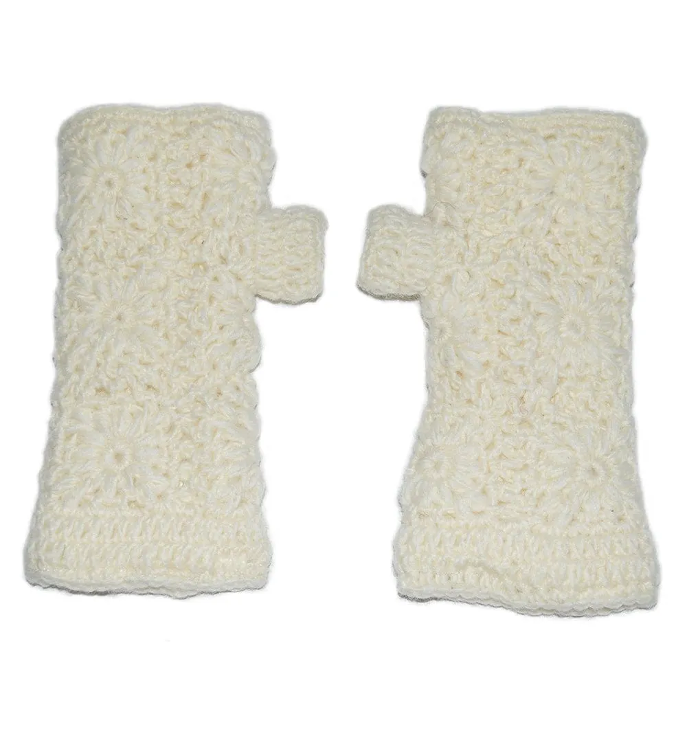 Nepalese Merino Wool Crochet Fingerless Gloves