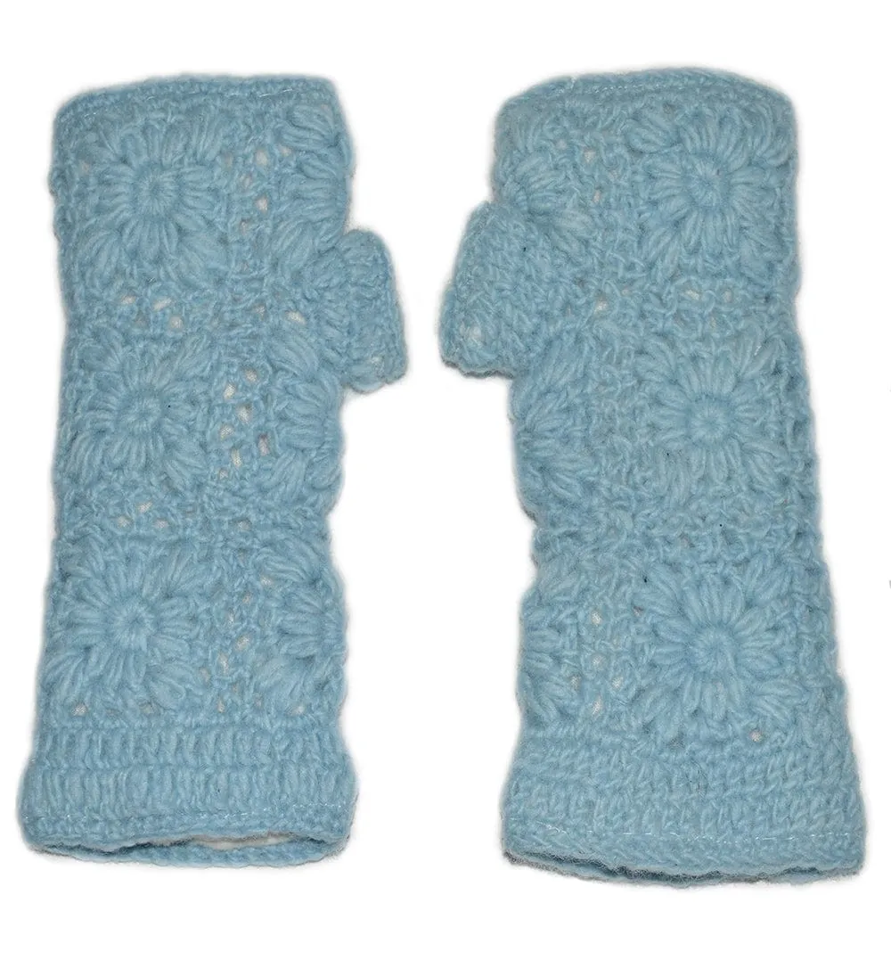 Nepalese Merino Wool Crochet Fingerless Gloves