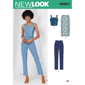 Newlook Pattern N6627 Misses' Top, Skirt, And Pants