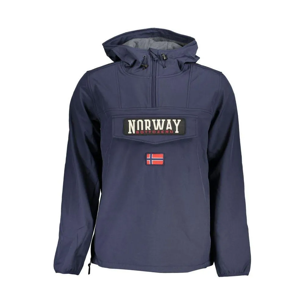 Norway 1963 Sleek Soft Shell Hooded Jacket in Bold Blue