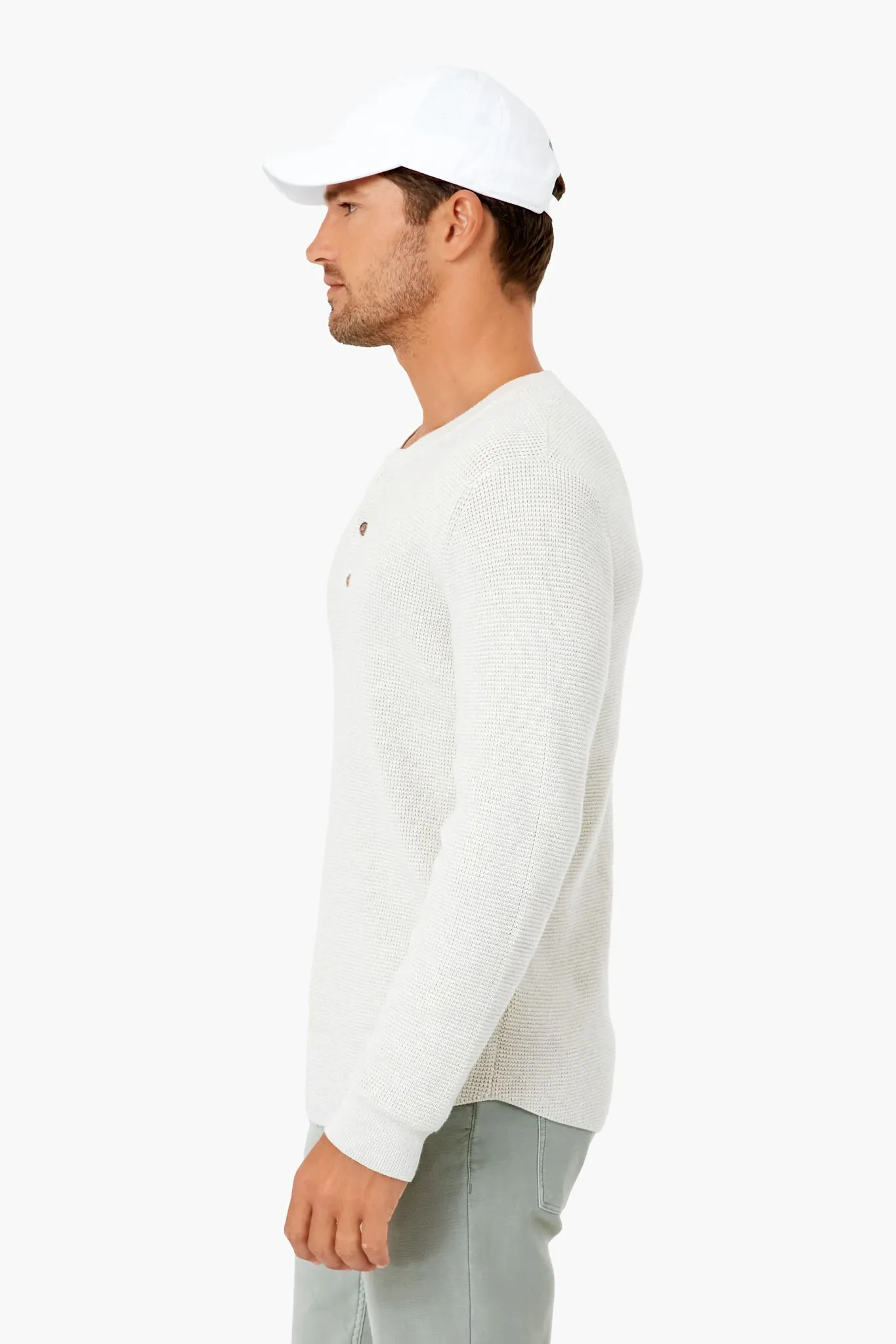 Oatmeal Heather Henley Sweater