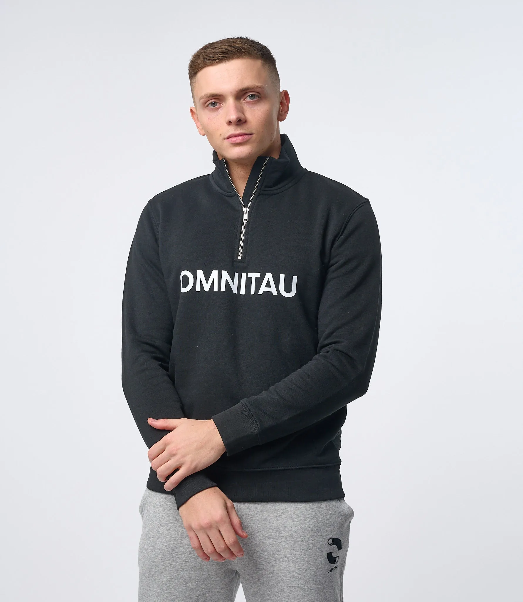 Omnitau Men's OmniX Organic Cotton Omni 1/4 Zip Mid Layer Fleece - Black