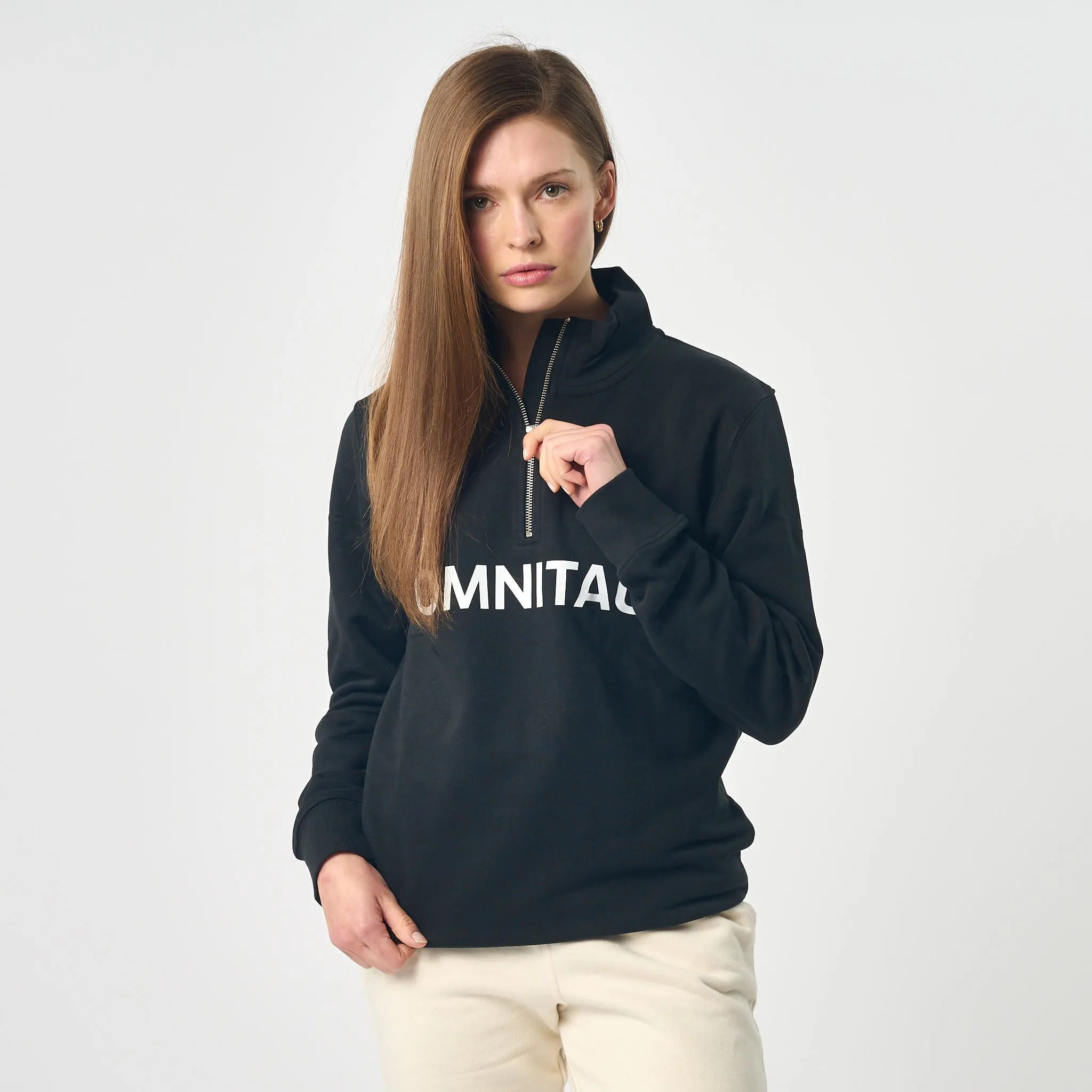 Omnitau Women's OmniX Organic Cotton Omni 1/4 Zip Mid Layer Fleece - Black