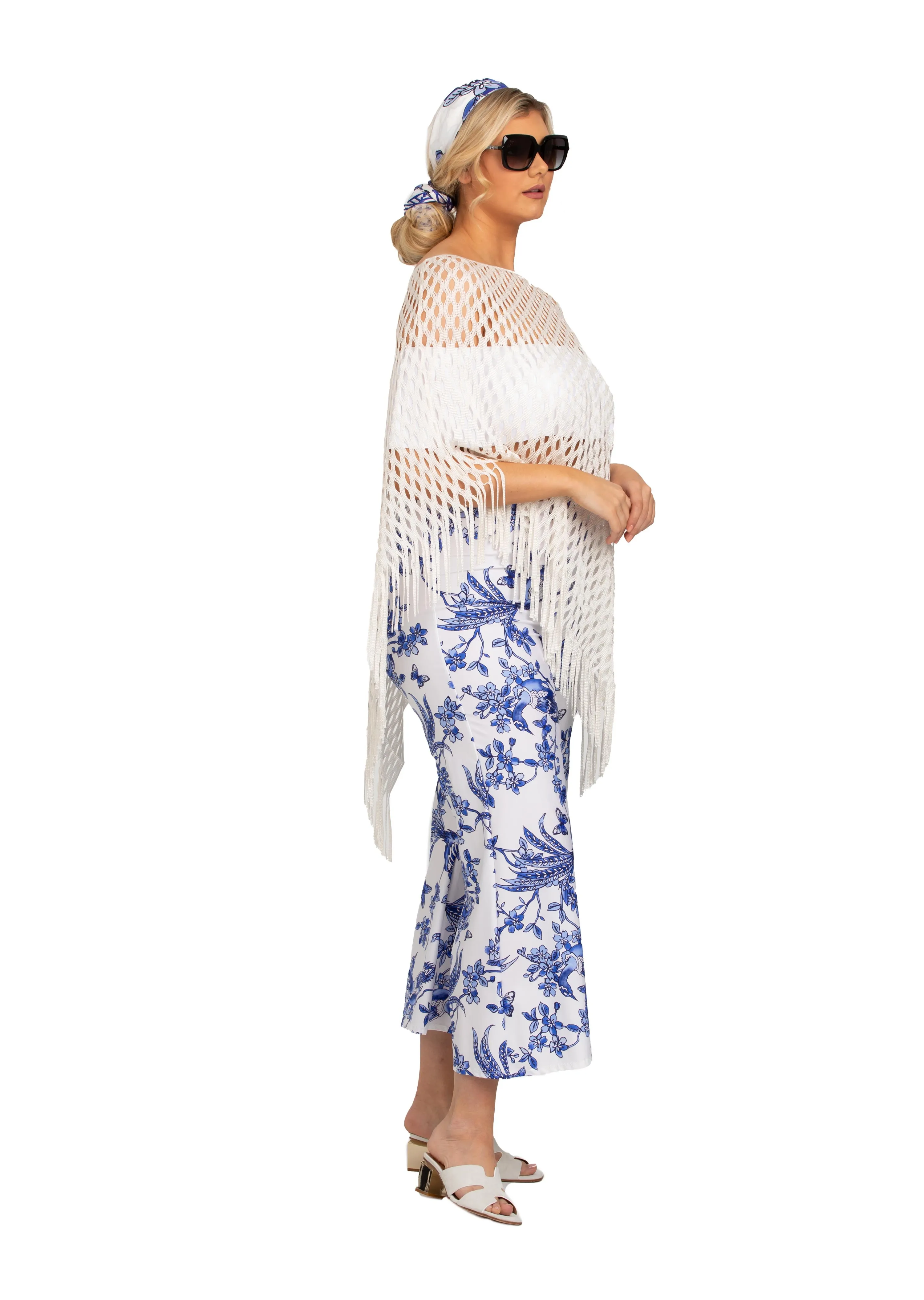 Open Mesh Cream Poncho (style 619)