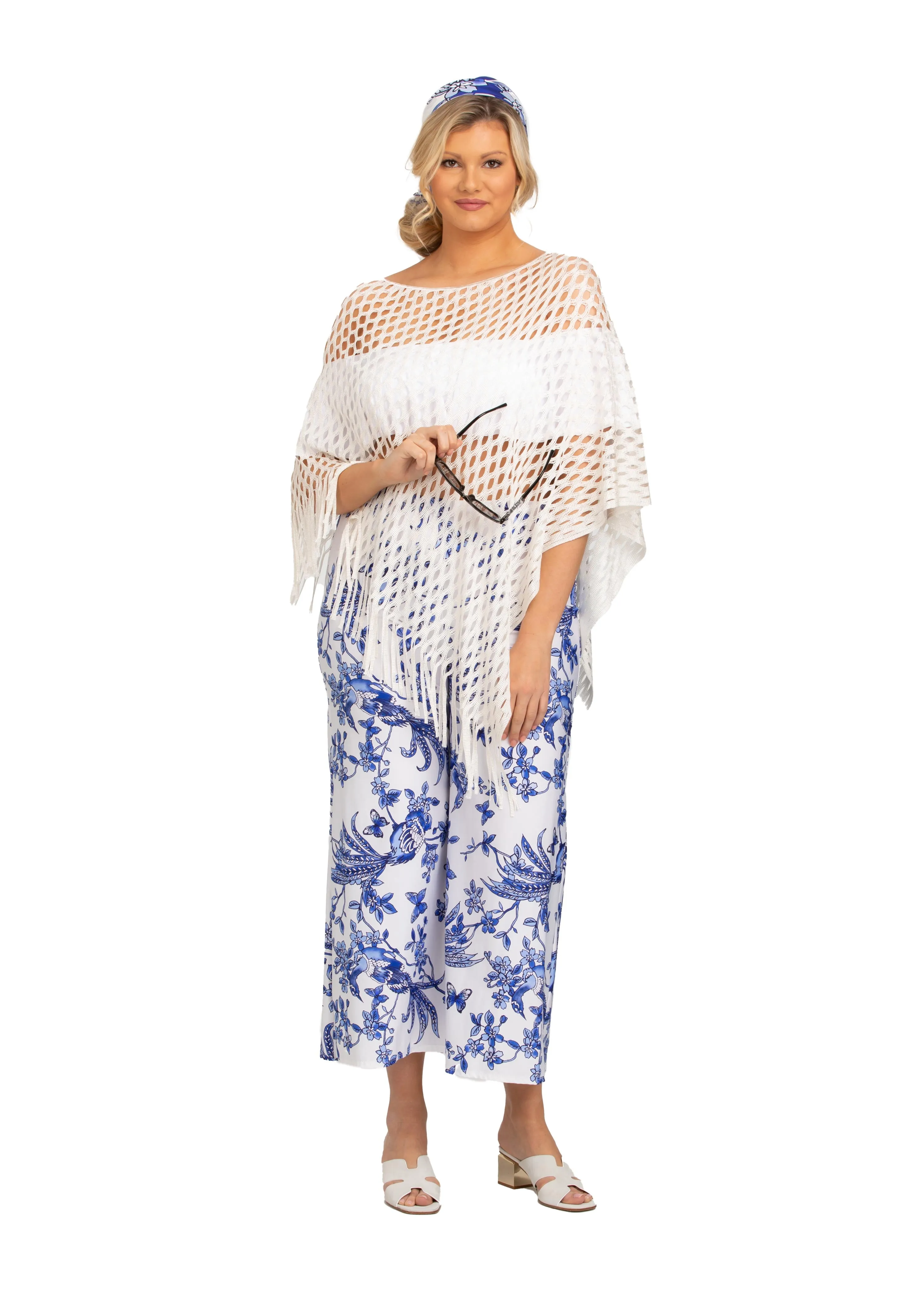 Open Mesh Cream Poncho (style 619)