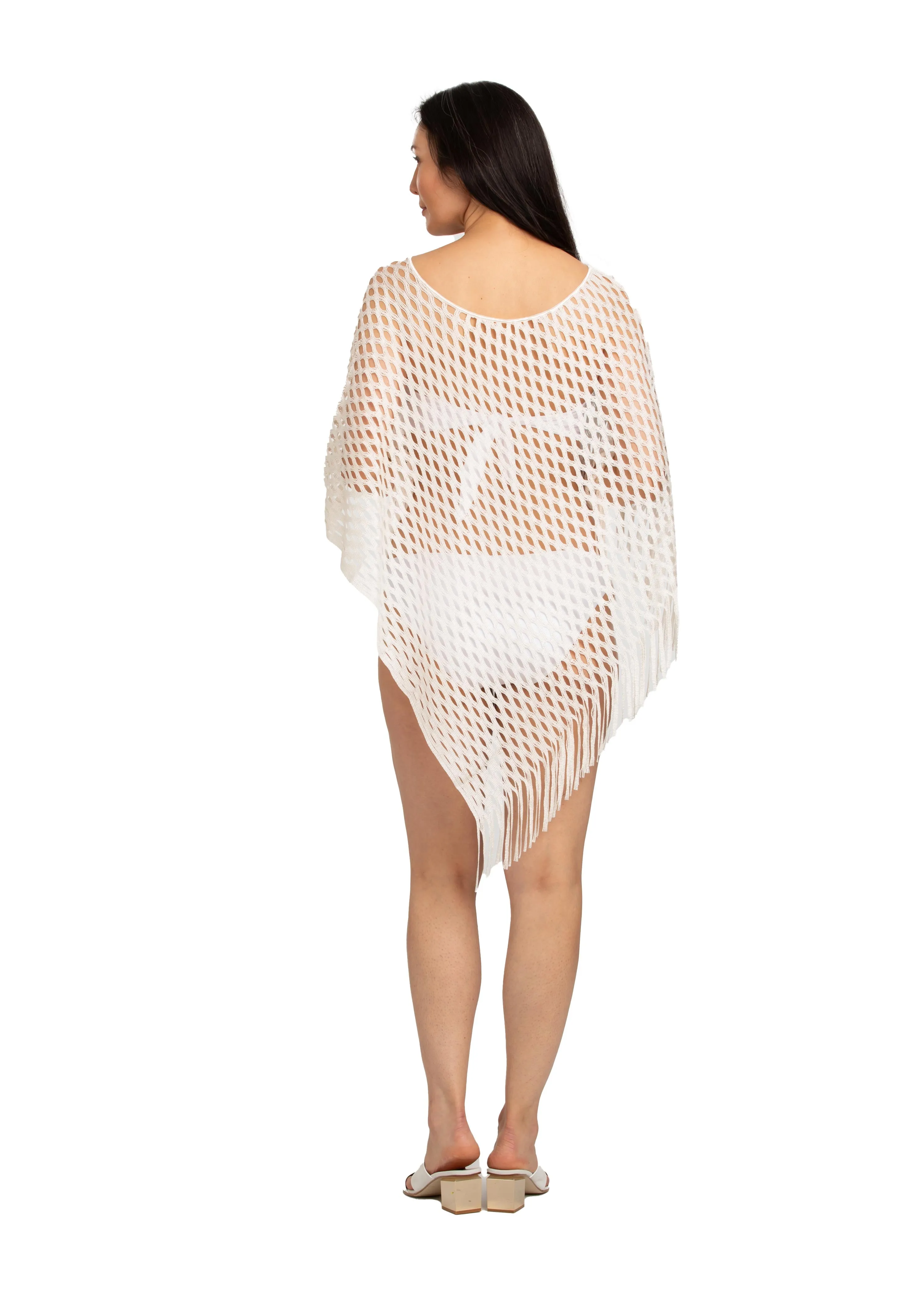 Open Mesh Cream Poncho (style 619)