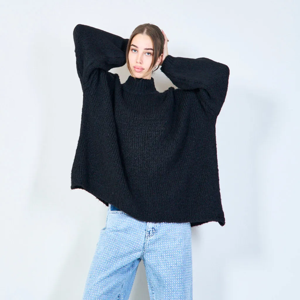 Oversized chunky knit poncho wholesale