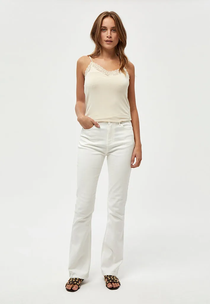 PCLinda HW Flared Jeans - White