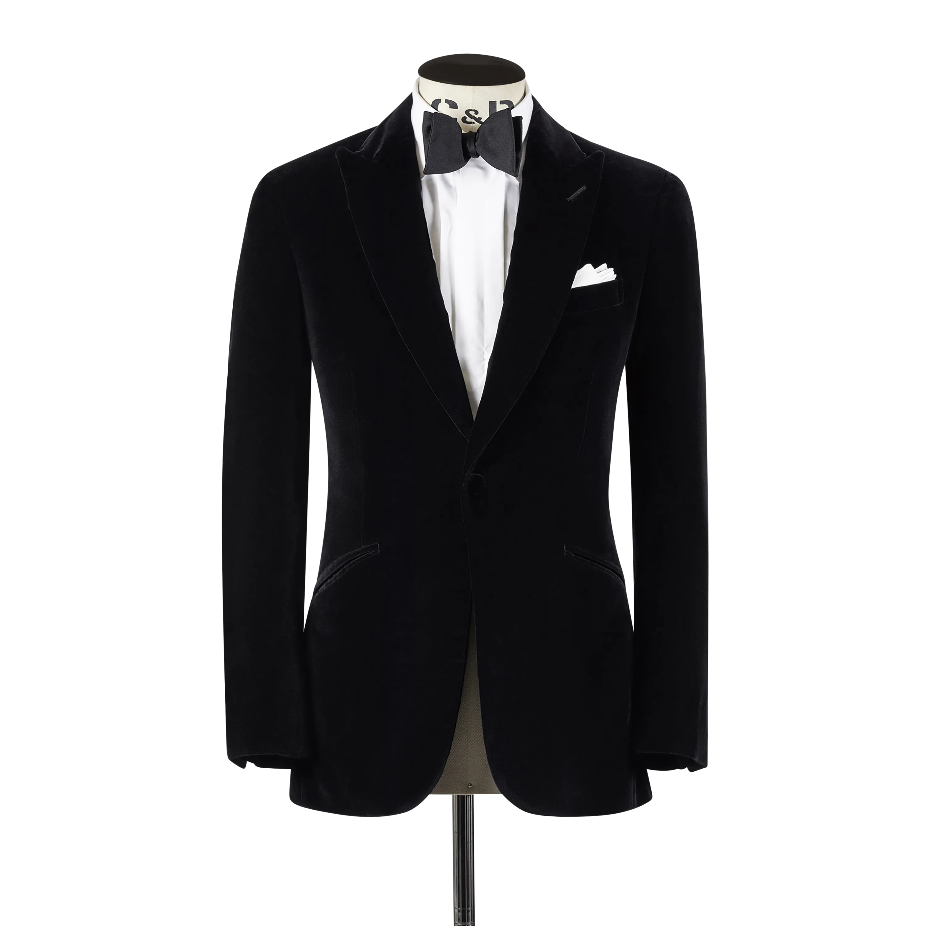 Peak Lapel Jacket in Black Velvet