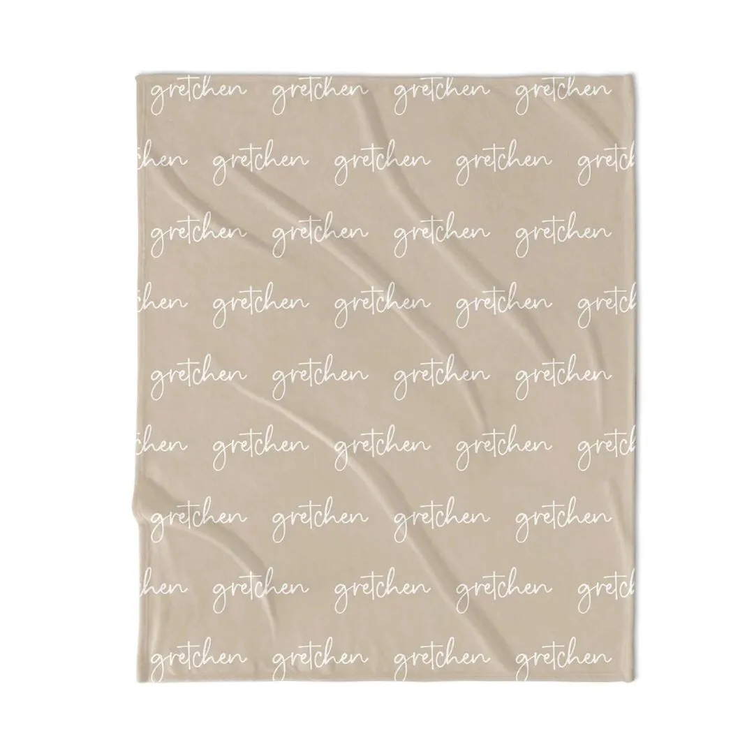 PERSONALIZED NAME BLANKET - SCRIPT - TAN