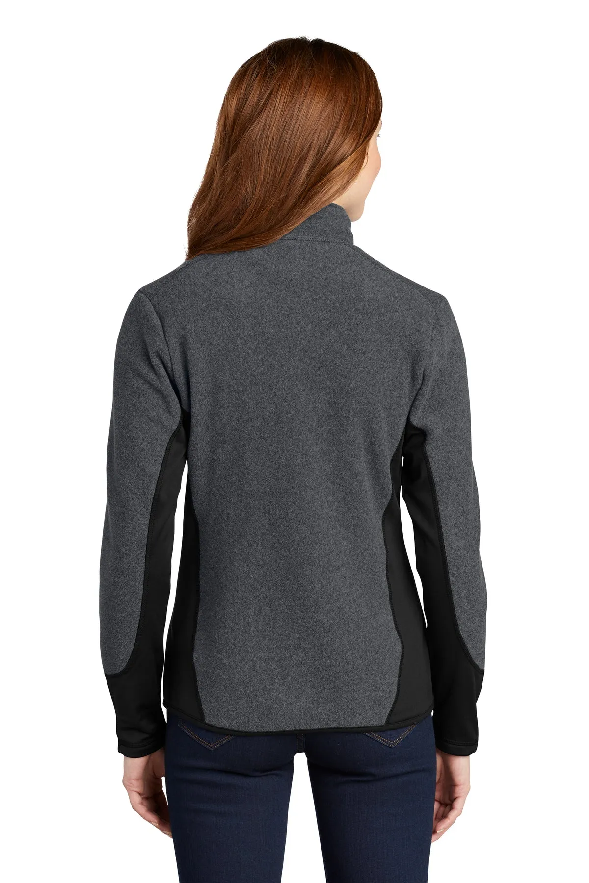 Port Authority Ladies R-Tek Pro Fleece Branded Full-Zip Jackets, Charcoal Heather/ Black