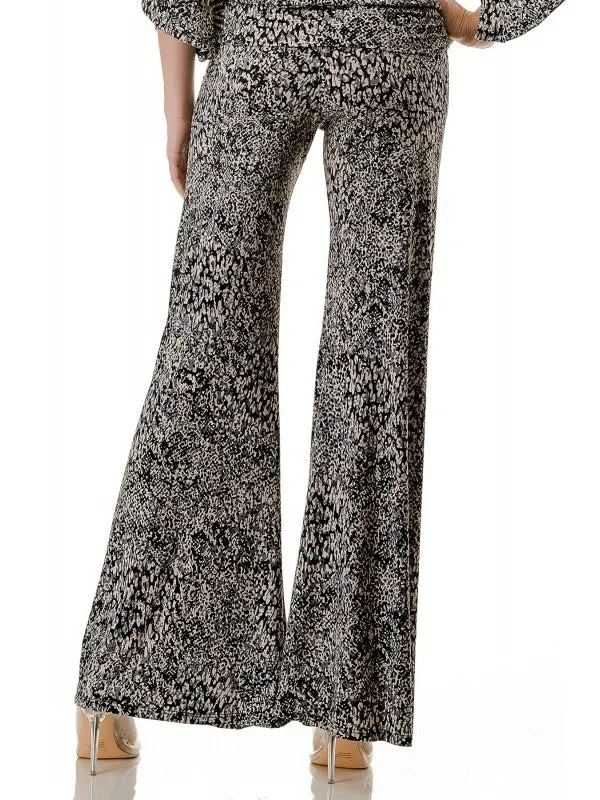 Print Palazzo Pant - Grey/Black/Tan