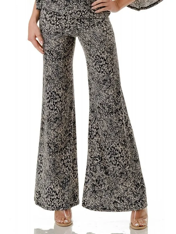 Print Palazzo Pant - Grey/Black/Tan