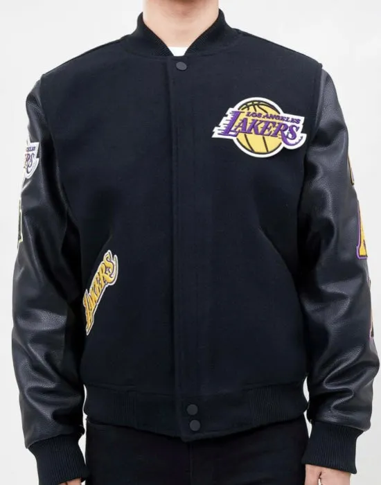 Pro Standard Los Angeles Varsity Jacket - Black on Black