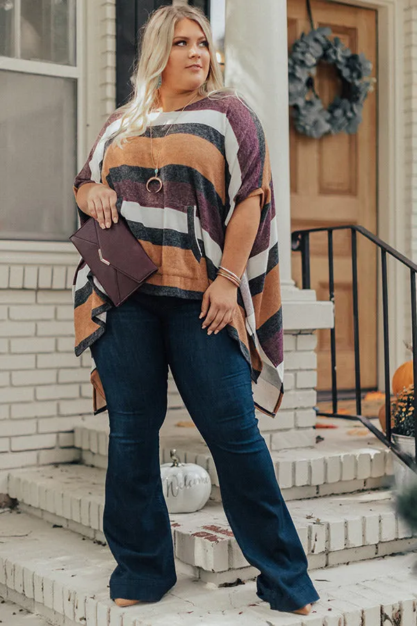 Prosecco On Park Ave Poncho In Camel Curves