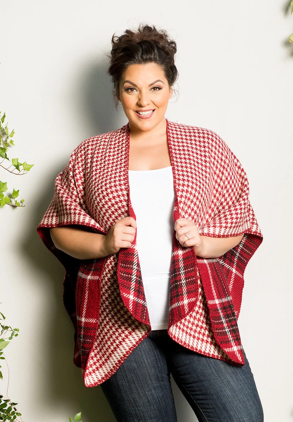 Reversible Plaid Poncho