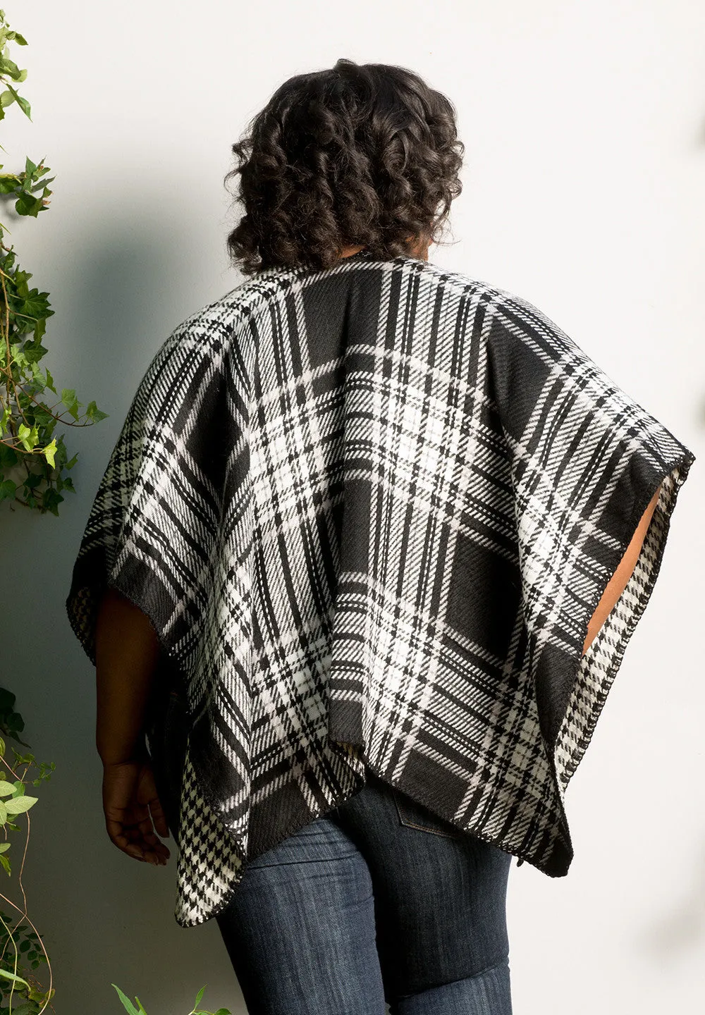 Reversible Plaid Poncho