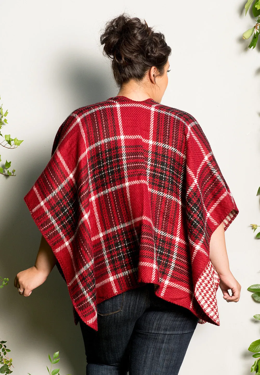 Reversible Plaid Poncho