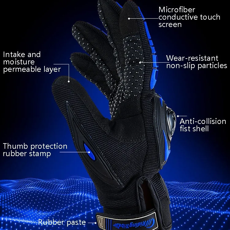 Riding Tribe MCS-17 Motorcycle Gloves Touch Screen Outdoor Riding Gloves, Size: L(Blue)