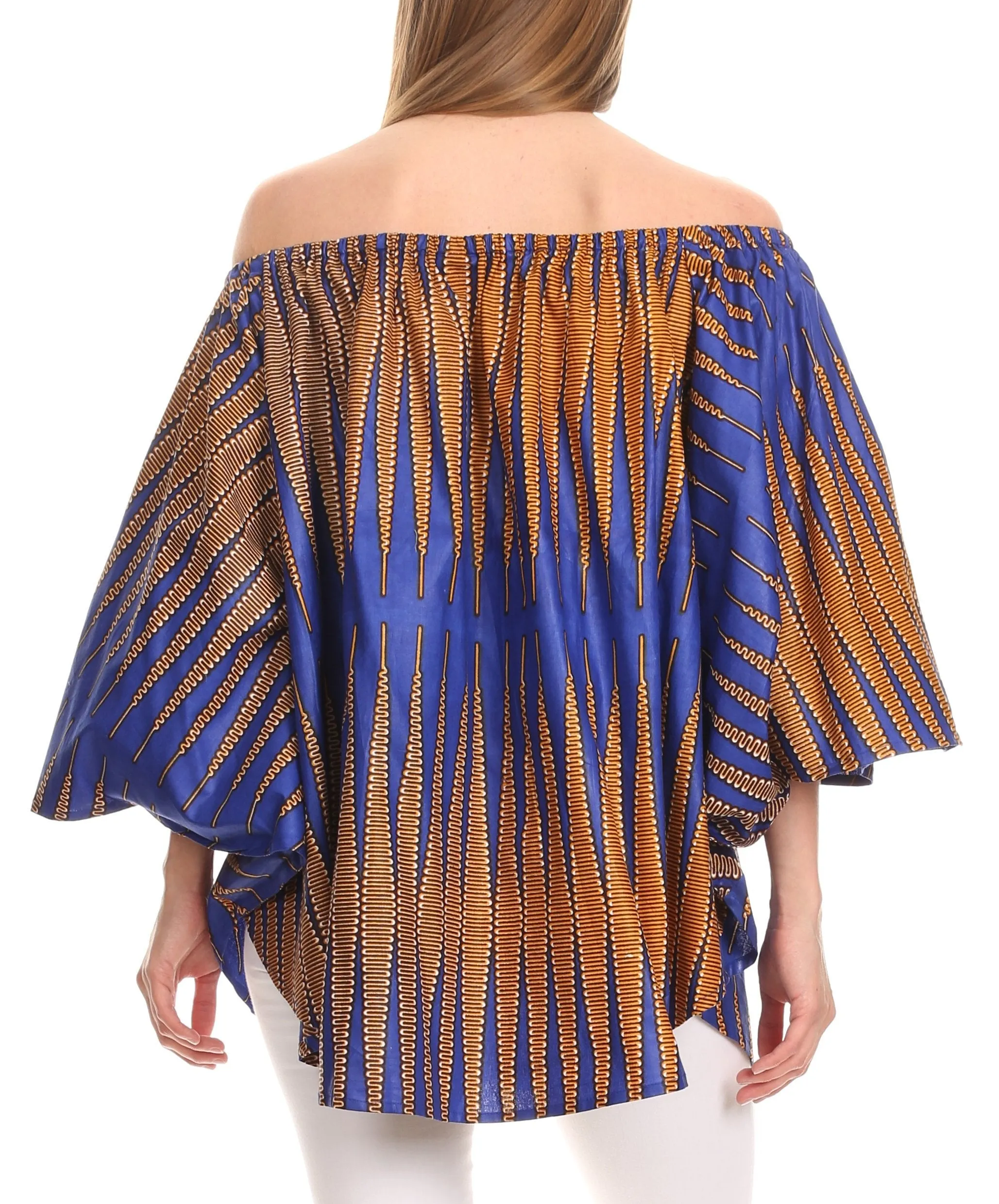 Sakkas Zane Off-shoulder Circle Poncho Top Blouse Relax Fit Elastic Neckline