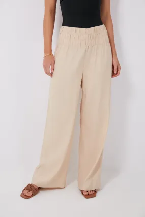 Sand Air Linen Smocked Pants