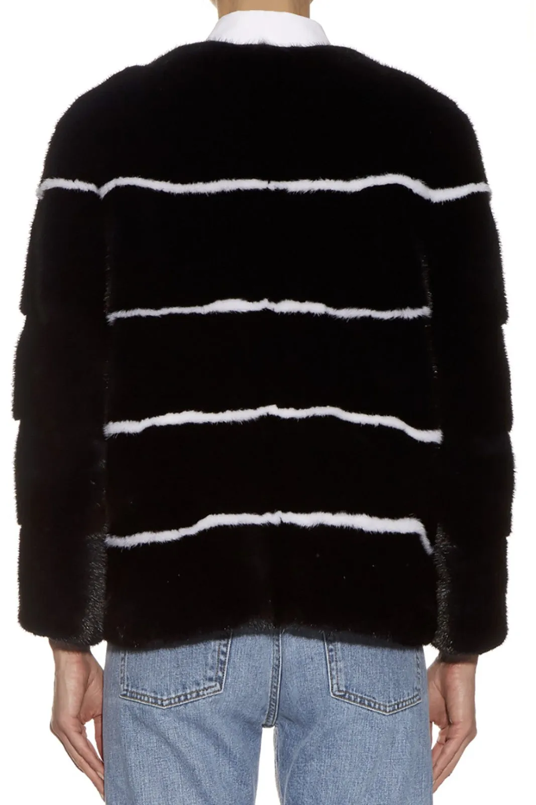 Sarah Striped Mink Fur Jacket