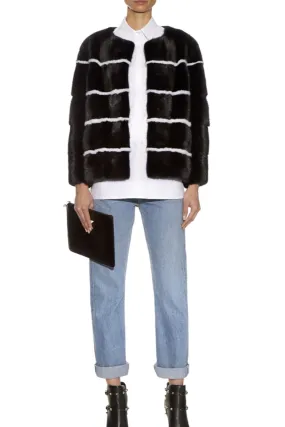 Sarah Striped Mink Fur Jacket