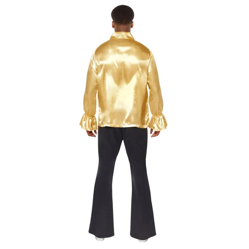 Satin Ruffle Gold Shirt