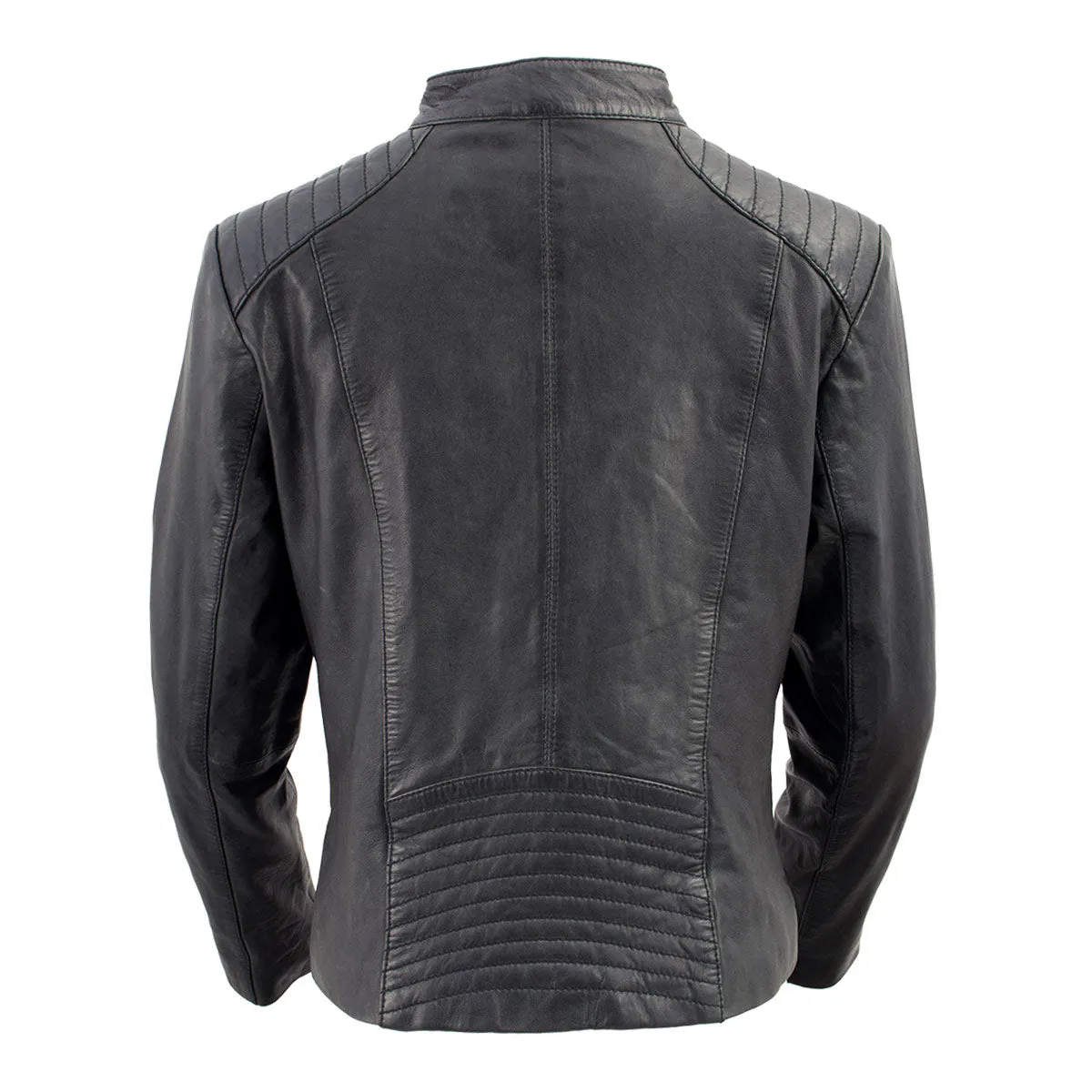 SFL2814 BLACK Women's Leather Motorcycle Style Fashion Jacket