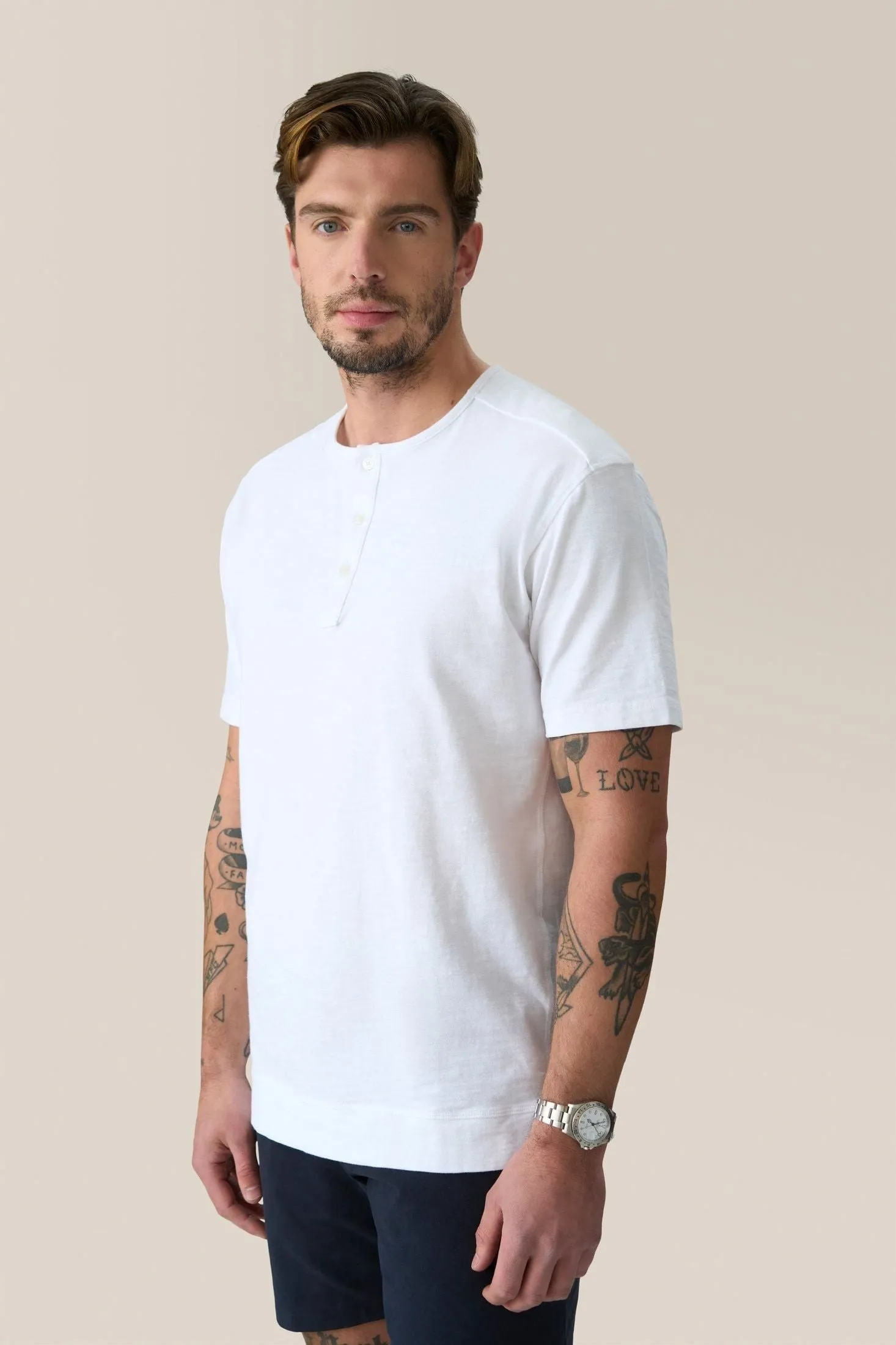 Short Sleeve Henley | Soft Slub Jersey