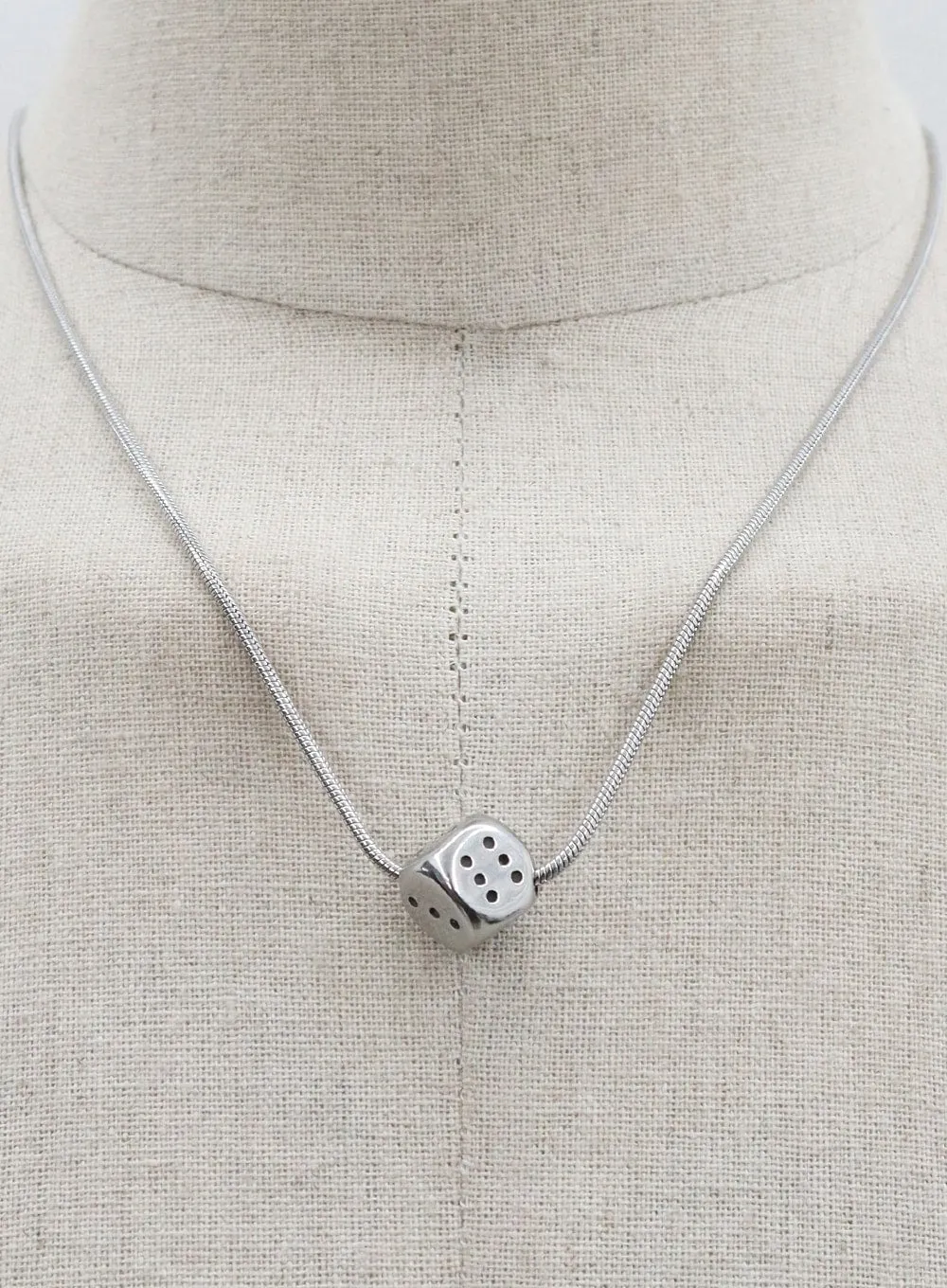 Silver Color Dice Necklace CO04