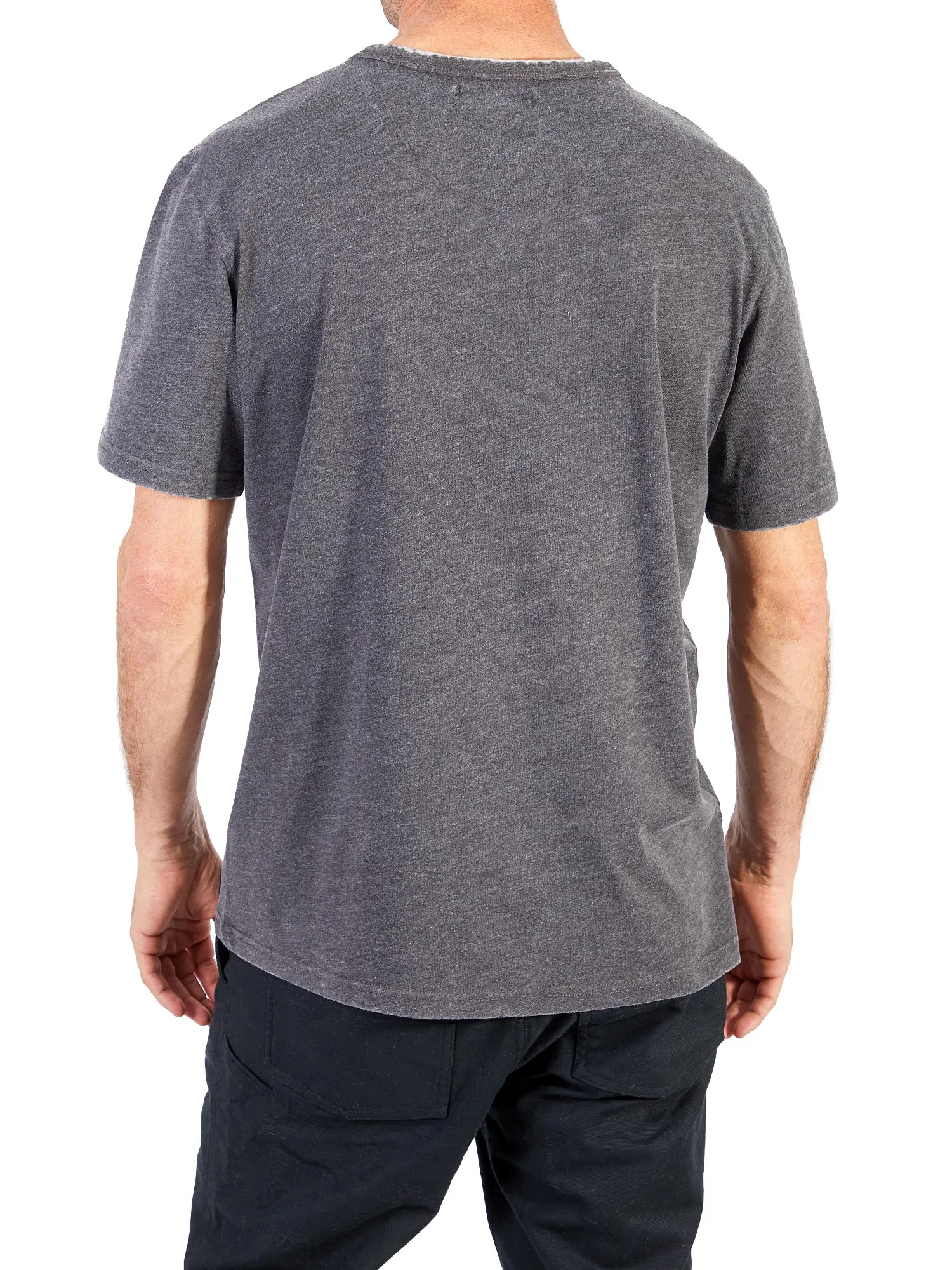 Silver Men's Grey Acid Wash Henley Shirt