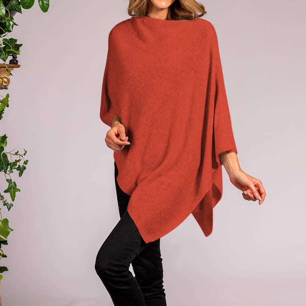 Spanish Orange Cashmere Poncho