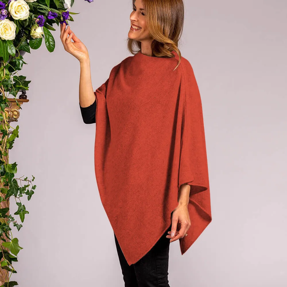 Spanish Orange Cashmere Poncho