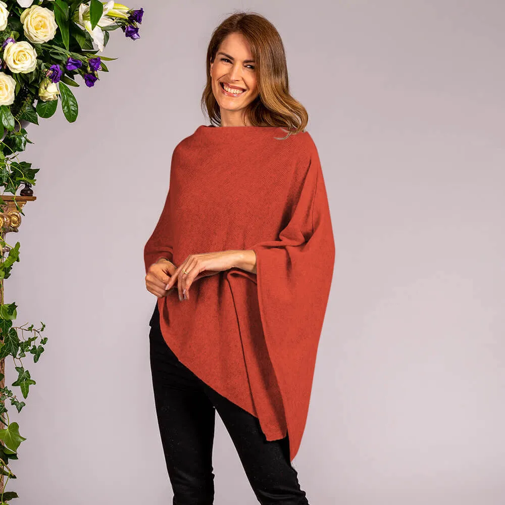 Spanish Orange Cashmere Poncho