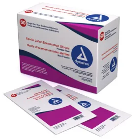 Sterile Latex Exam Gloves, Powder Free, 50 Pair Per Box